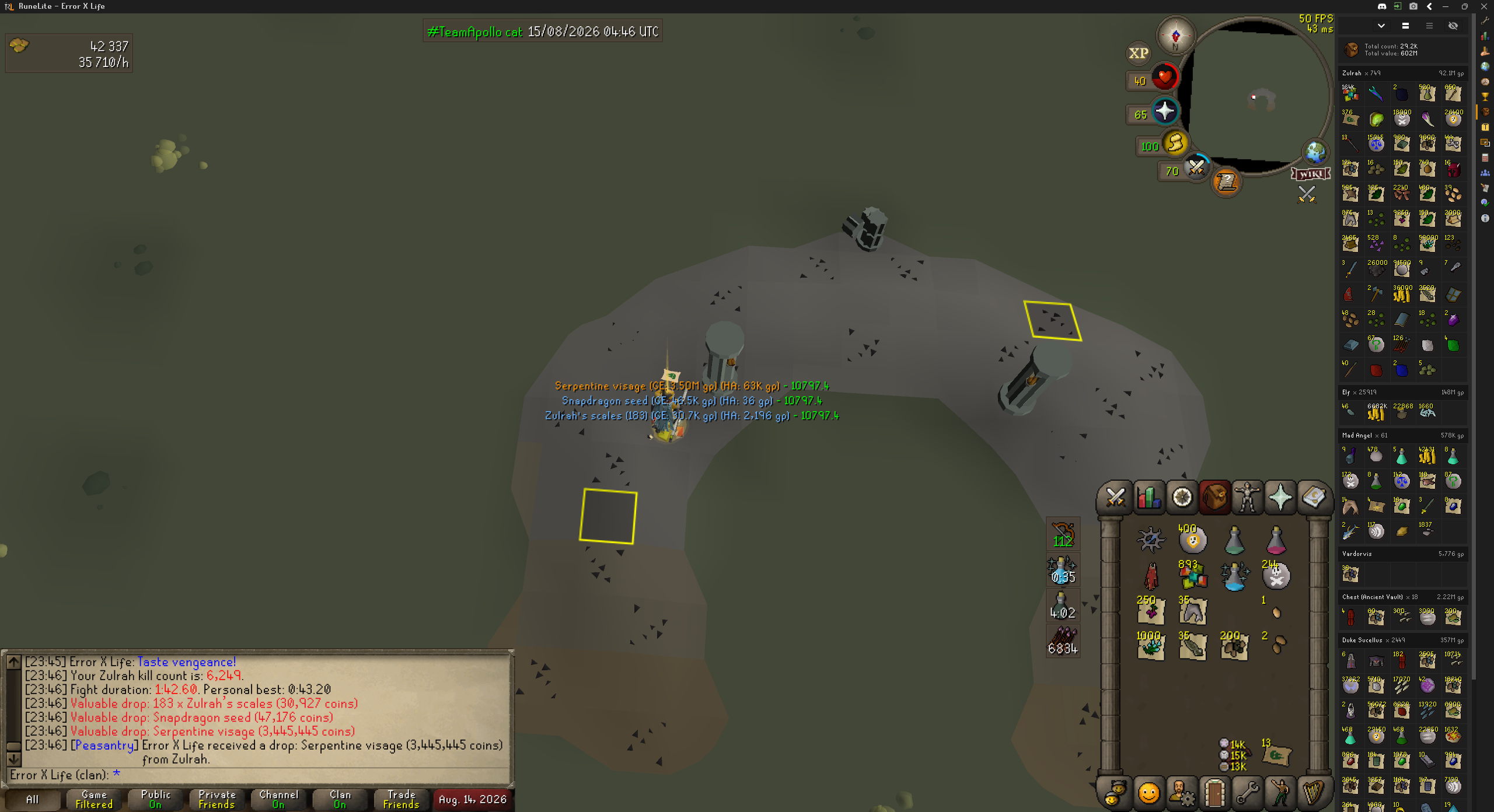 Error X Life's Zulrah drop